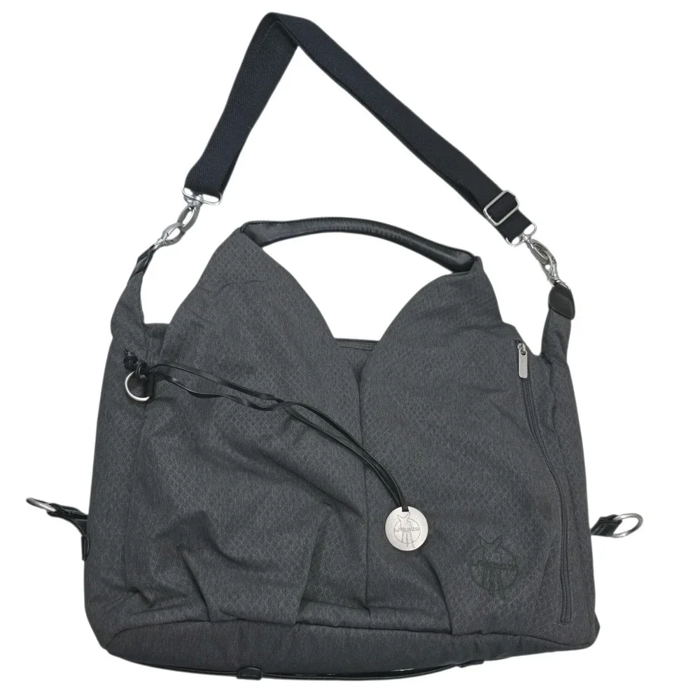 Lassig Neckline‎ Diaper Bag Charcoal Gray Recycled Polyester with Changing Mat